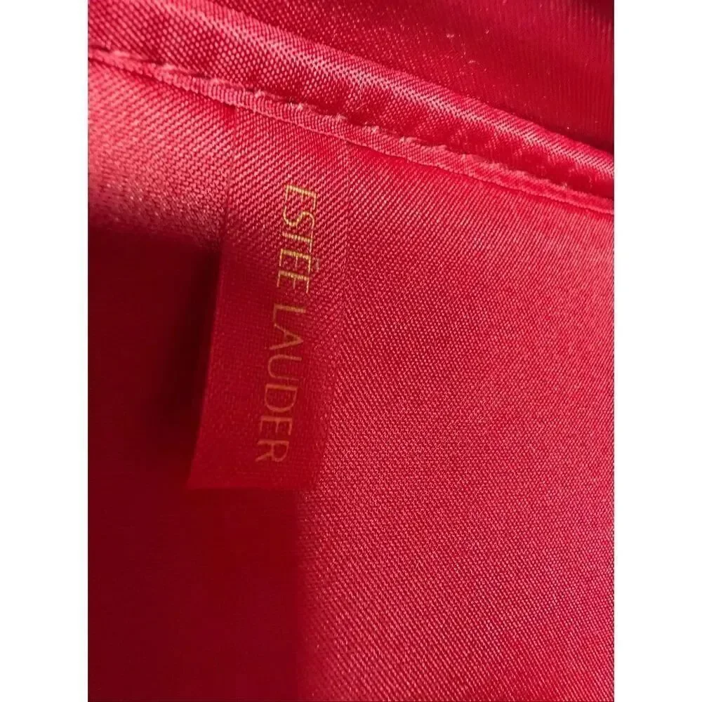 Rare Vintage Estee Lauder Burgundy Faux Leather Make Up Case/Bag 13” x 10